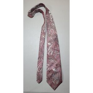 Stafford Men's Silk Paisley Necktie Pink Silver Formal Business